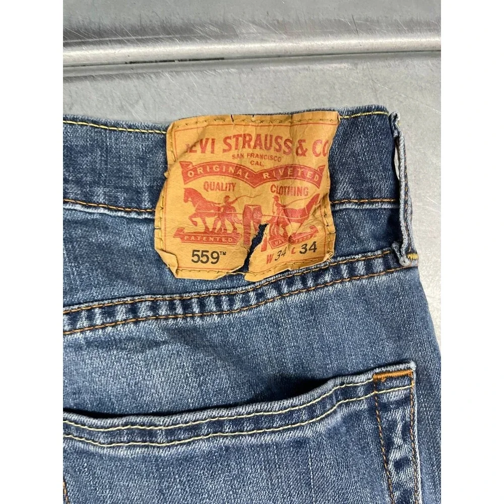 Levis 559 Straight Jeans Mens‎ 34x34 Blue Medium Wash Denim Everyday Wear